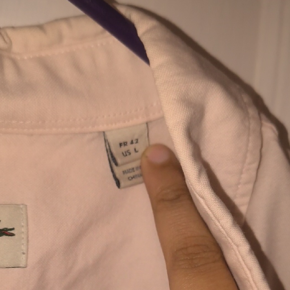 Lacoste | Men's Light Pink Casual Shirt - Picture 3 of 5